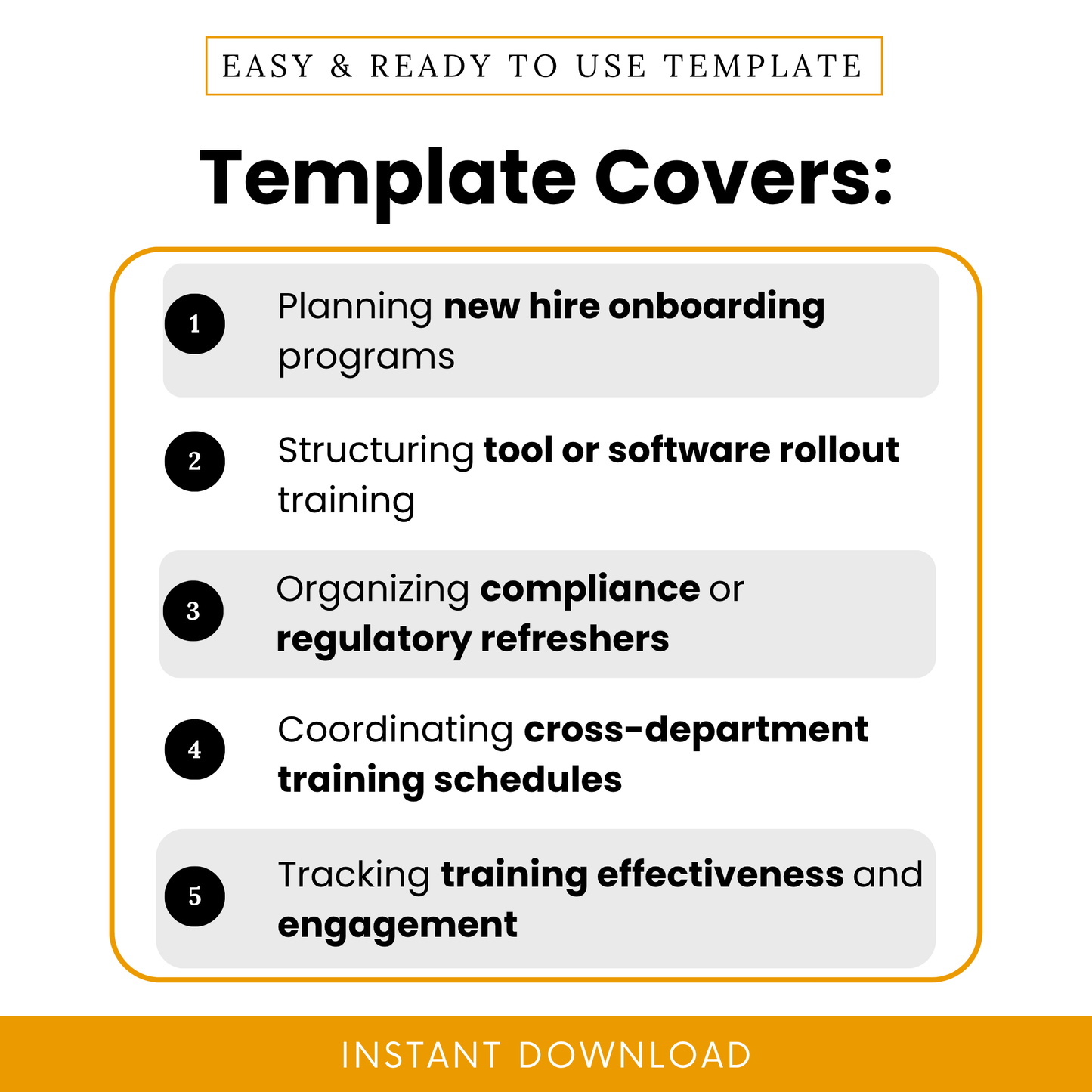 Visual list showing key use cases such as onboarding, software rollout, compliance training, and cross-department scheduling.