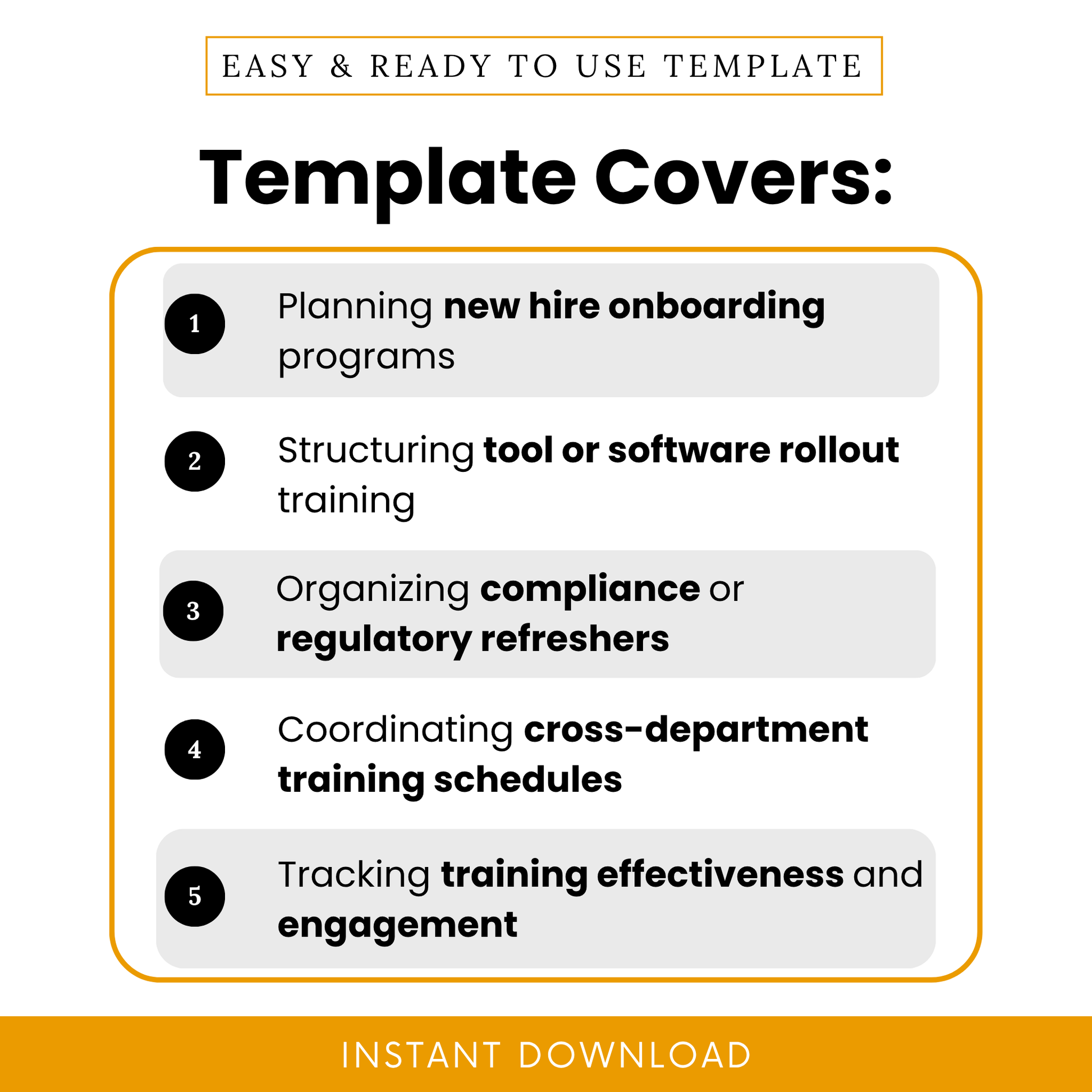 Visual list showing key use cases such as onboarding, software rollout, compliance training, and cross-department scheduling.