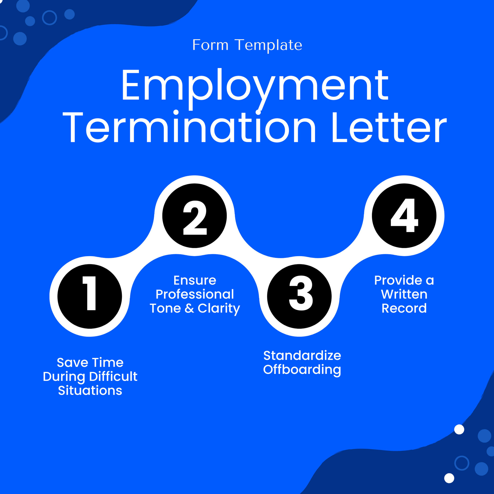 Four key benefits of using the Employment Termination Letter template: save time, ensure professional tone, standardize offboarding, and maintain written records.