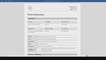 Simple Work Instruction Template (Word, PDF) | Simple WI Template | Human Resources Business Document, Process Document, Operations Guide
