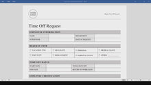 Time Off Request Form Template (Word, PDF) | Simple Employee PTO Form, Human Resources HR Template, Sick Leave, Vacation, Personal Time